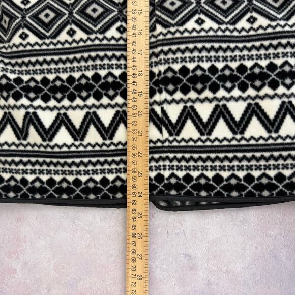 Talbots Jacket Women's Medium Nordic Print Full Zip Fleece Outdoor Black White - Picture 7 of 7